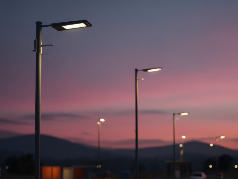 Straßenbeleuchtung dämmernde Nacht