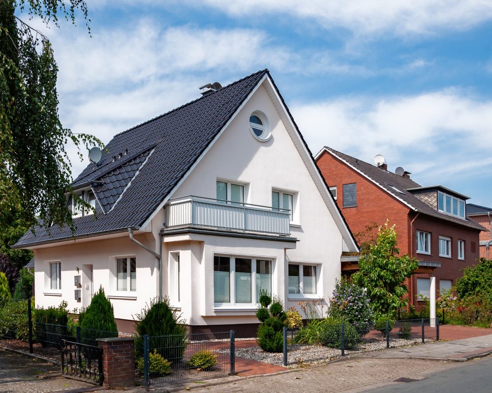 Cozy german house. Street in Germany.